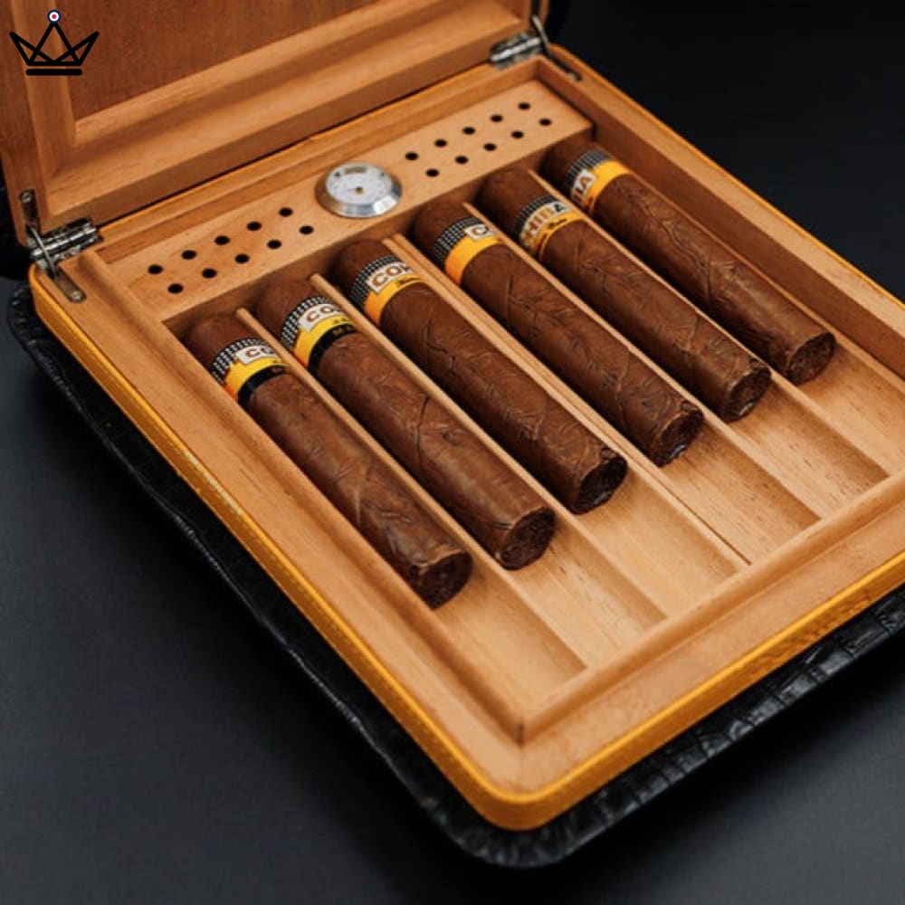 Cave à Cigare Portable en Cuir et Bois de Cèdre - 6 Cigares