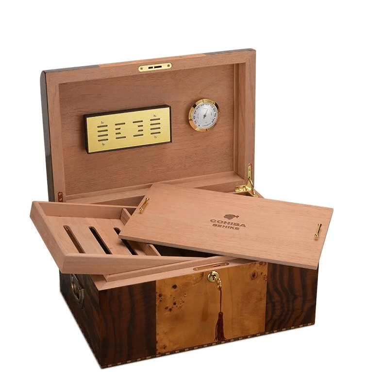 Cave à Cigares Cohiba Luxe Double Étage & Humidificateur