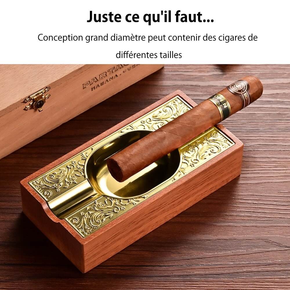 Cendrier à Cigare en Bois de Luxe avec Double Encoche