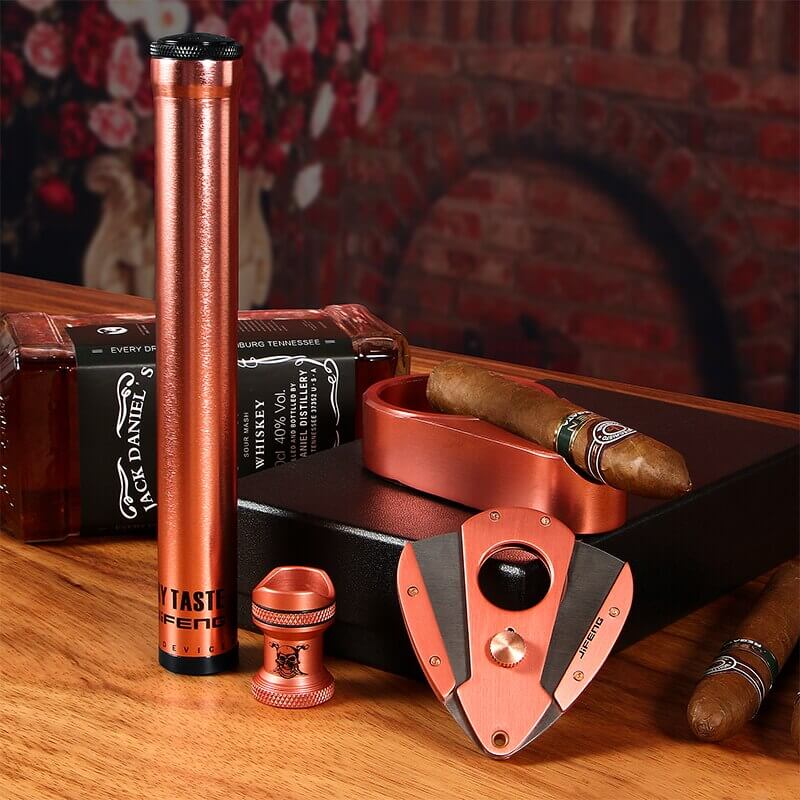 Coffret Accessoires Cigare Or Rosé - Élégance et Luxe