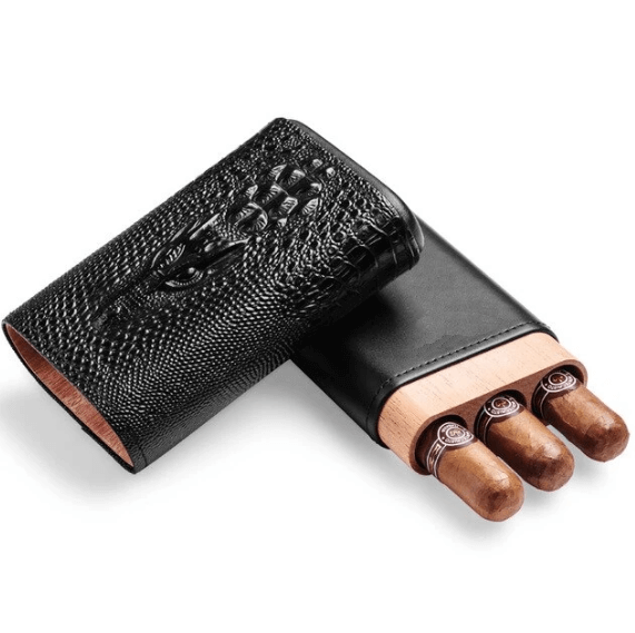 Étui à Cigare Électrique en Cuir Alligator - Luxe