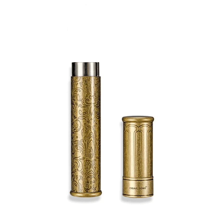 Tube à Cigare Feuille d'Or avec Humidificateur Intégré